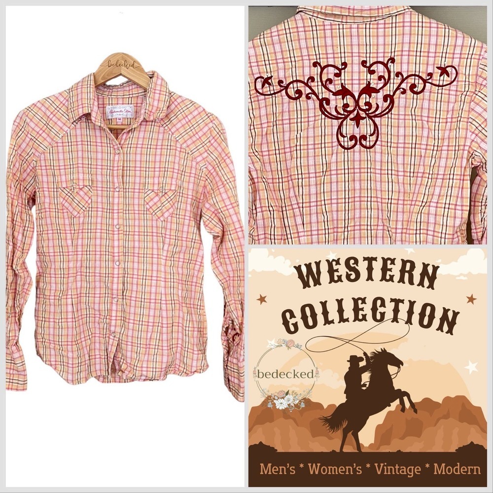 Panhandle western pearl snap shirt plaid size medium